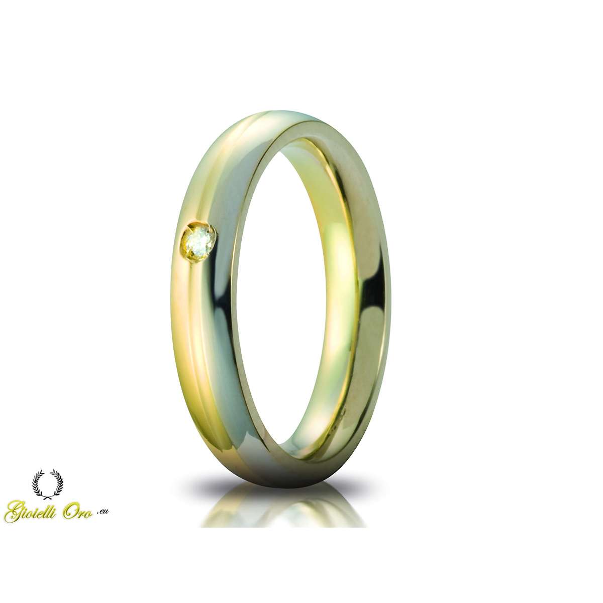 Fede eclissi comoda oro bicolore 4 mm diamante carati 0 03